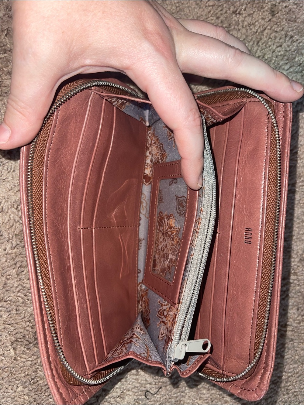 HOBO Leather Zip Wallet - Dusty Rose - Picture 4 of 8